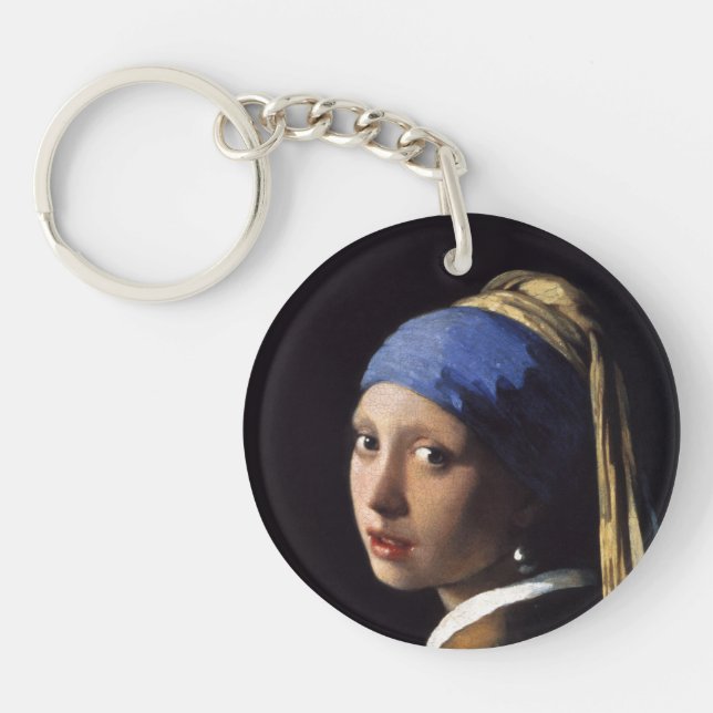 Das Mädchen mit einer Perle von Johannes Vermeer Schlüsselanhänger (Vorderseite)