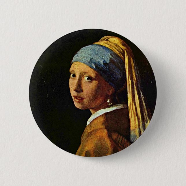 Das Mädchen mit Perlenohrring, von Johannes Verme Button (Vorderseite)