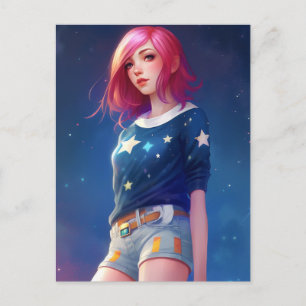 Das Mädchen mit Sternen auf dem Shirt Postkarte