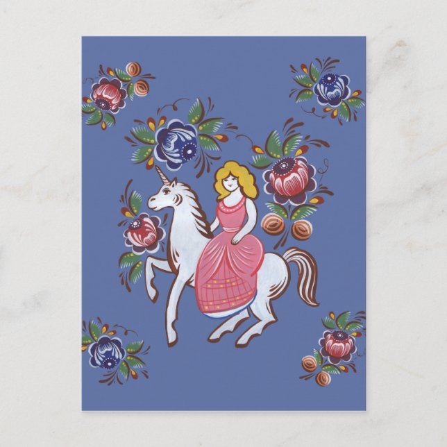 Das Mädchen und das Einhorn Postkarte (Vorderseite)
