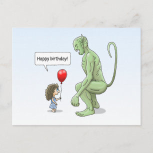 Das Mädchen und der große grüne Goblin Postkarte