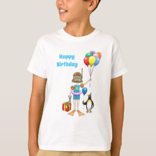 Das Mädchen und der Pinguin mit Ballons T-Shirt