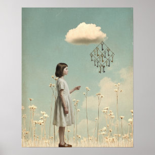 Das Mädchen und ihr Drachen Surrealistisches Bil Poster