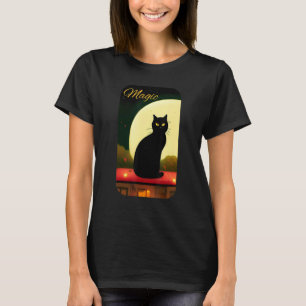 Das magische schwarze Katze auf dem Mond T-Shirt, T-Shirt