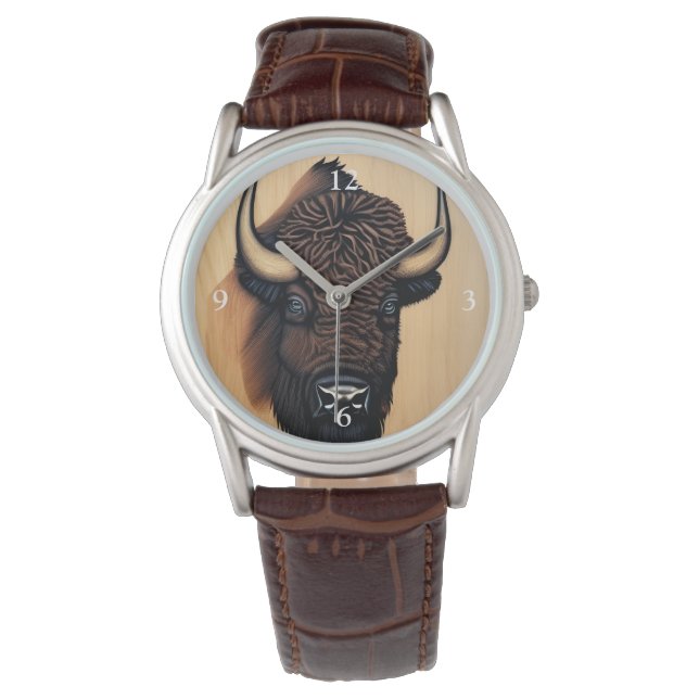 Das majestätische Bison - ein Symbol für Power und Armbanduhr (Vorderseite)