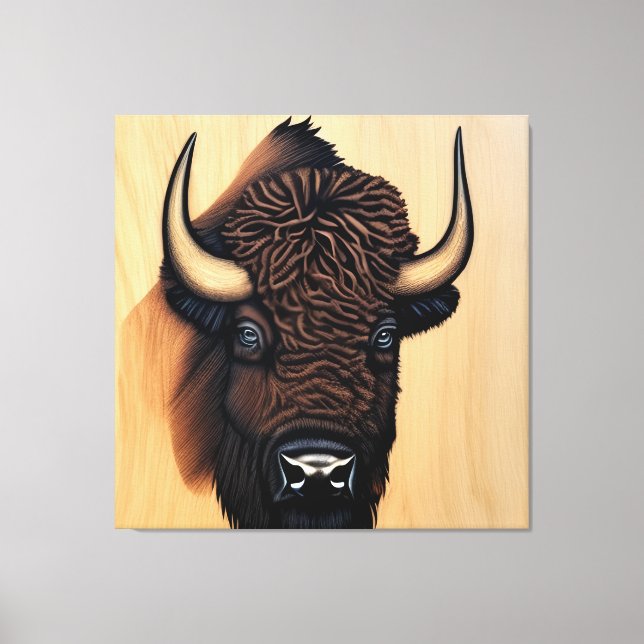 Das majestätische Bison - ein Symbol für Power und Leinwanddruck (Vorderseite)