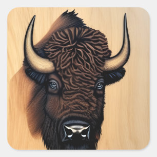 Das majestätische Bison - ein Symbol für Power und Quadratischer Aufkleber