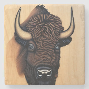 Das majestätische Bison - ein Symbol für Power und Steinuntersetzer
