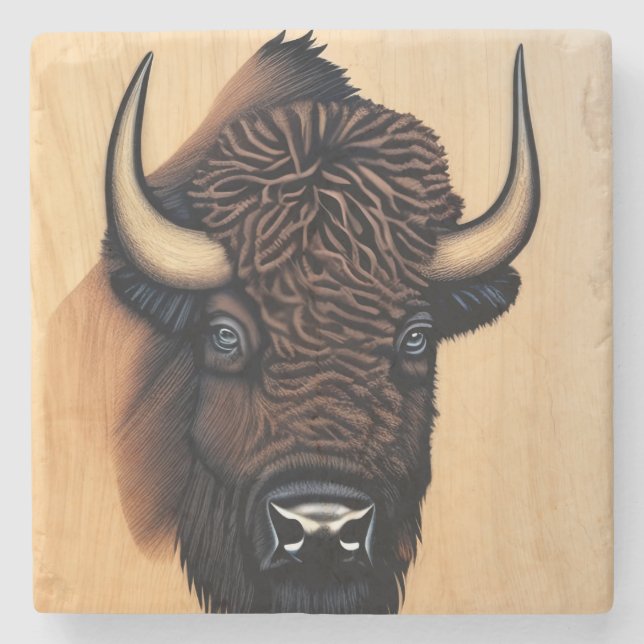 Das majestätische Bison - ein Symbol für Power und Steinuntersetzer (Vorderseite)