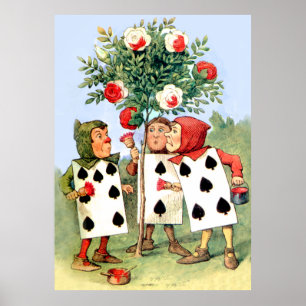 Das Malen der Rose der Königin im Wunderland Poster