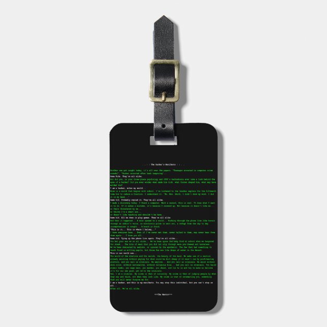Das Manifest des Hackers Gepäckanhänger (Vorderseite vertikal)