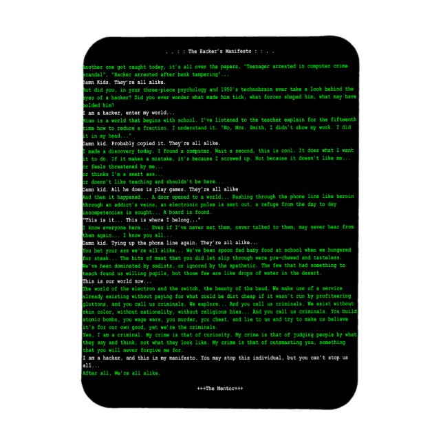 Das Manifest des Hackers Magnet (Vertikal)