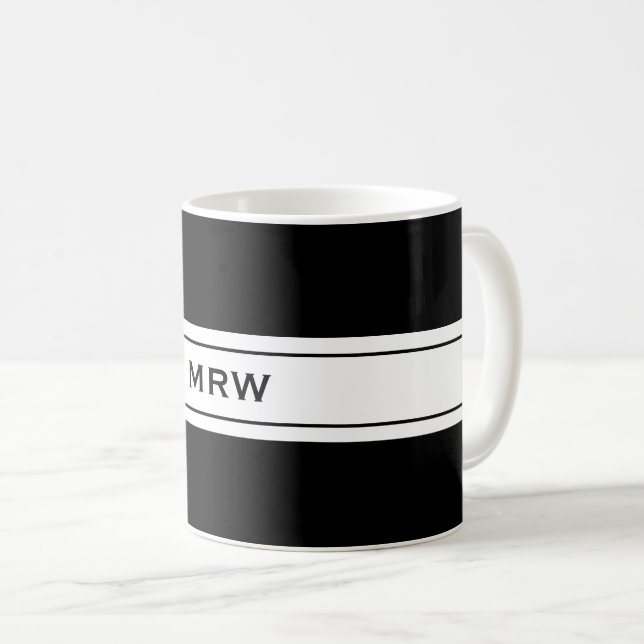 Das männliche einfache Schwarz-weiße Kaffeetasse (VorderseiteRechts)