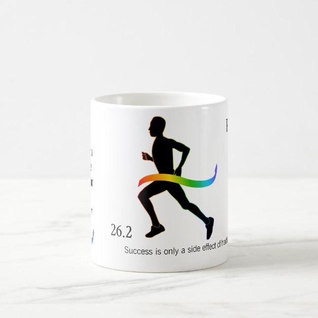 Das Marathon der Männer mit Regenbogen-Band Kaffeetasse (Mittel)