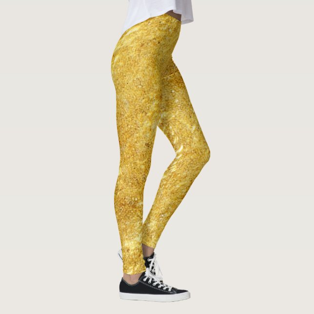 Das Marmormuster aus Gold und Gelb Leggings (Rechts)