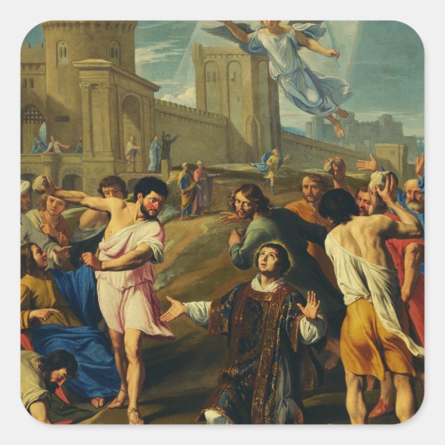 Das Martyrium von Saint Stephen Quadratischer Aufkleber (Vorderseite)