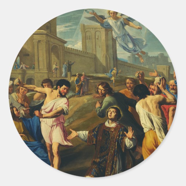 Das Martyrium von Saint Stephen Runder Aufkleber (Vorderseite)