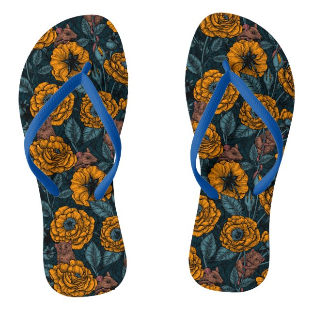 Das Mäuse-Party in Orange und Blau Flip Flops (Fußbett)