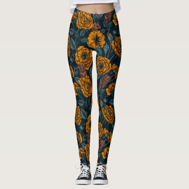 Das Mäuse-Party in Orange und Blau Leggings (Vorderseite)