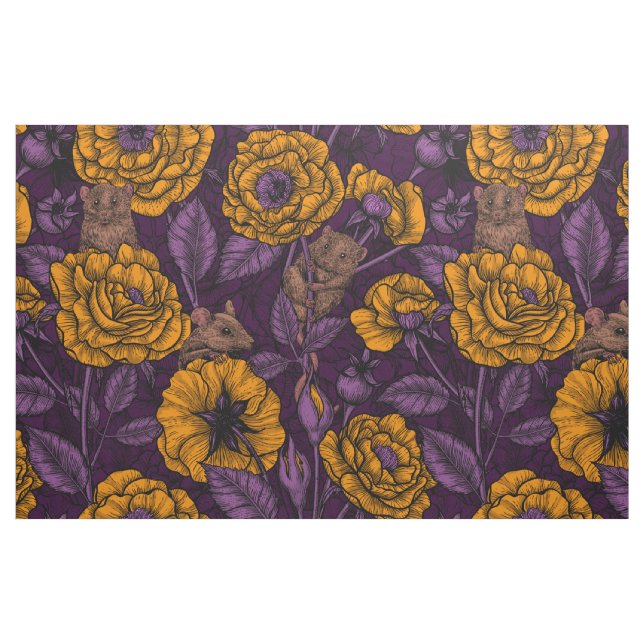 Das Mäuse-Party in Orange und Violett Stoff (Fat Quarter (45,7 x 55,9 cm))