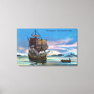 Das Mayflower, das im Jahre 1620 Szene landet Leinwanddruck
