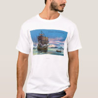 Das Mayflower, das im Jahre 1620 Szene landet