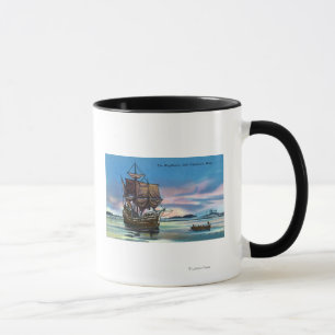 Das Mayflower, das im Jahre 1620 Szene landet Tasse