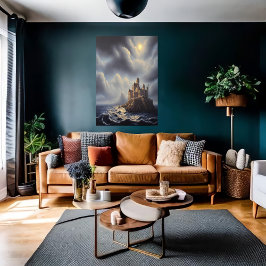 Das Meer ein Felsen und eine Burg | Art der AI Poster