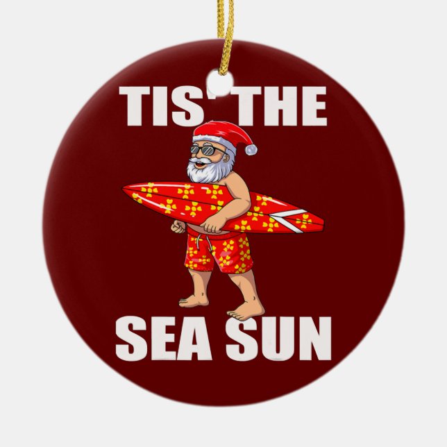 Das Meer Sun Santa Beach Santa Surfen Keramik Ornament (Vorne)