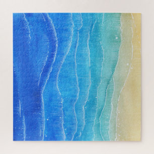 Das Meer und der Strand sind in Aquarellen gehalte