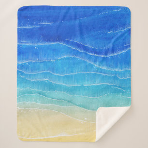 Das Meer und der Strand sind in Aquarellen gehalte Sherpadecke