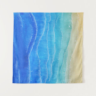 Das Meer und der Strand sind in Aquarellen gehalte Wandteppich