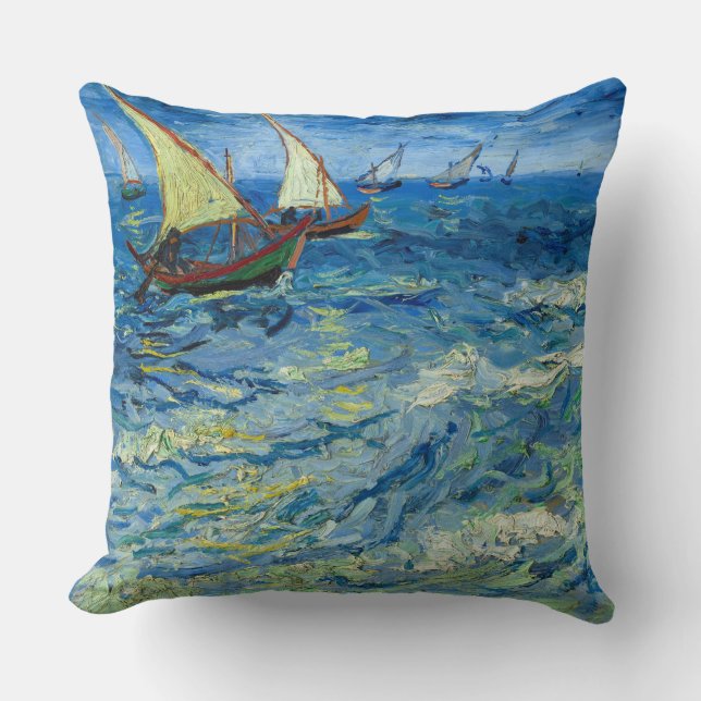 Das Meer von Saintes-Maries von Vincent van Gogh Kissen (Vorderseite)