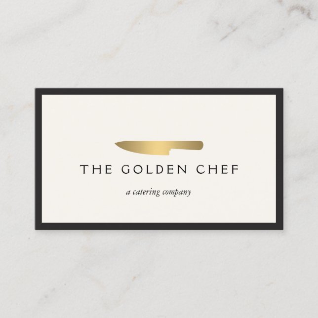 Das Messer-Logo von Gold Koch für Catering, Restau Visitenkarte (Vorderseite)