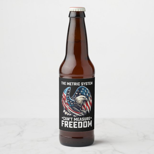 Das metrische System kann die Freiheit des amerika Bierflaschenetikett (Vorderseite)