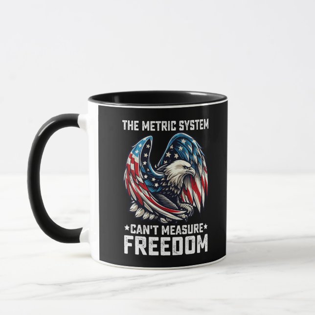 Das metrische System kann die Freiheit des amerika Tasse (Links)