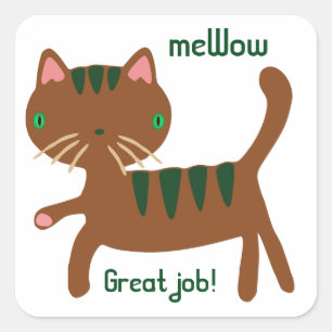 Das meWOW der Katze kundengerechtes großes Quadratischer Aufkleber