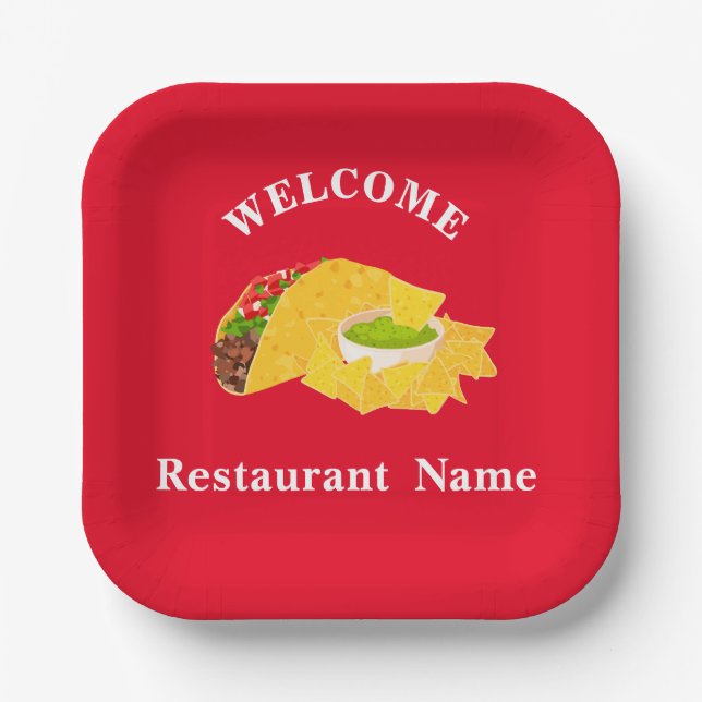 Das mexikanische Restaurant heißt Sie herzlich wil Pappteller (Vorderseite)