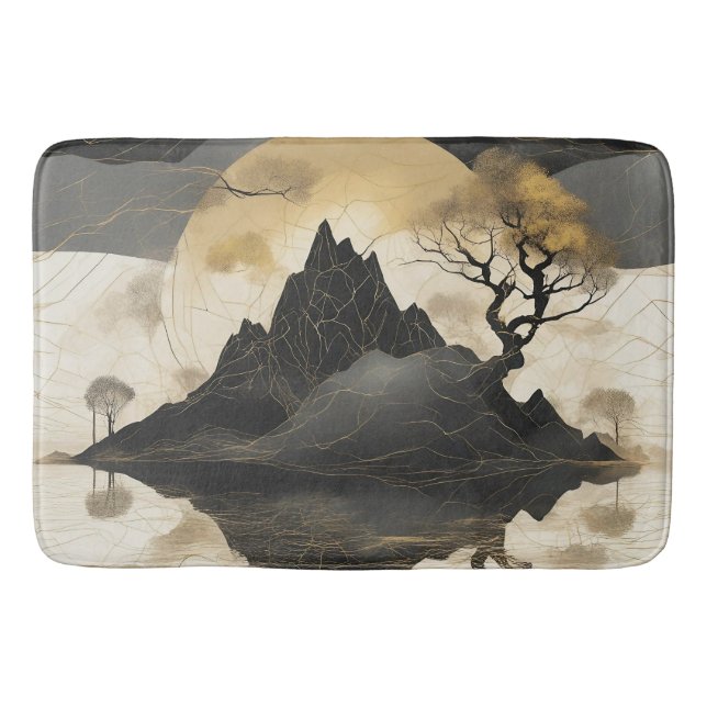 Das misty Mountain Black & Gold Badematte (Vorderseite)