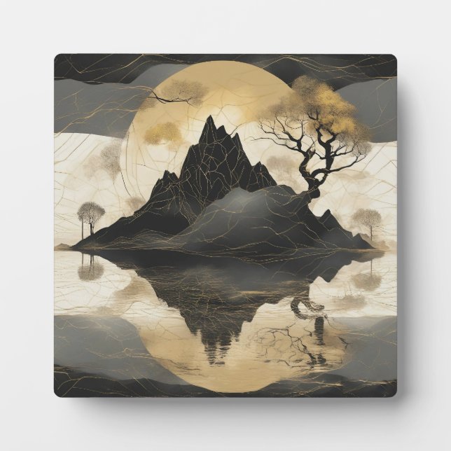 Das misty Mountain Black & Gold Fotoplatte (Vorderseite)
