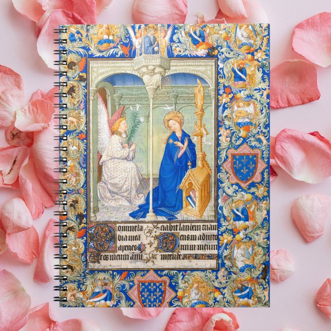 Das mittelalterliche, illuminierte Manuskript der  Notizblock (The Annunciation of the Blessed Virgin Mary Archangel Gabriel Medieval Illumination Notebook)
