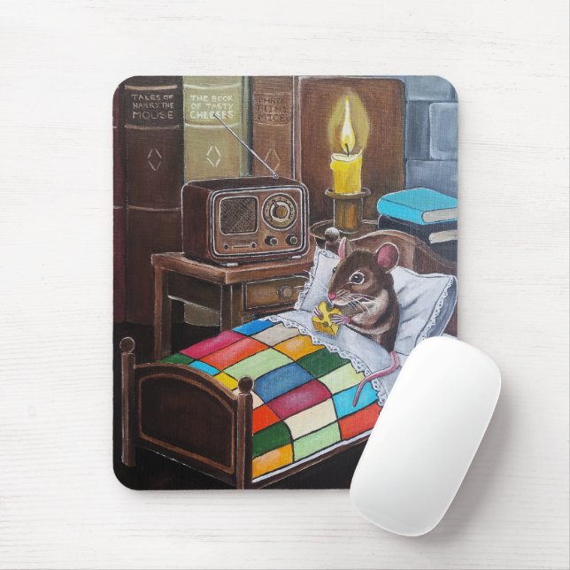 Das Mitternachtsrundfunk-Gemälde von Alfred Fox Mousepad (Mit Mouse)