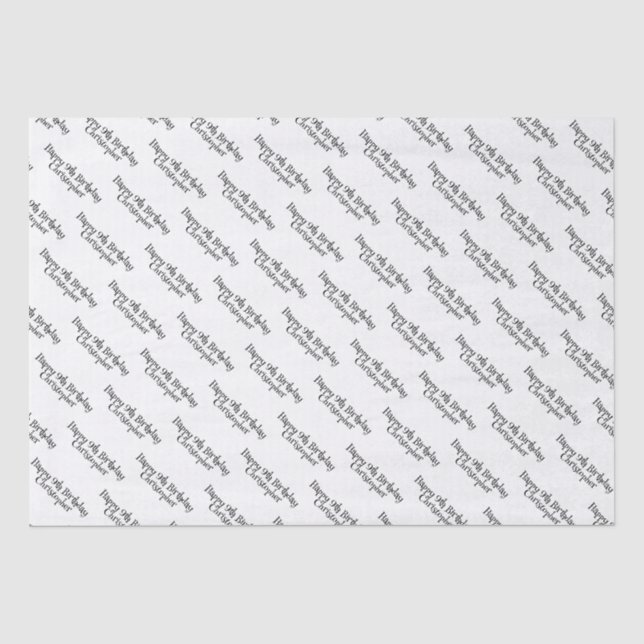 Das moderne Schwarz-Weiß-Happy Birthday Tissue Pap Seidenpapier (Vorderseite)