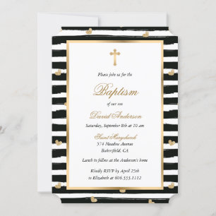 Das moderne Schwarze-Gold-Kreuz hört Taufen Einladung
