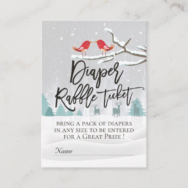 Das moderne Winter Baby Duschkabine Raffle Ticket Begleitkarte (Vorderseite)