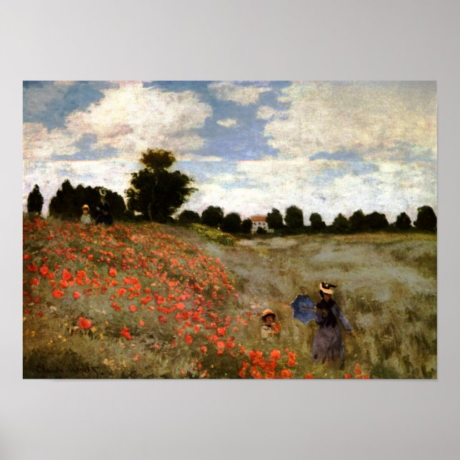 Das Mohnfeld bei Argentinien von Claude Monet Poster (Vorne)