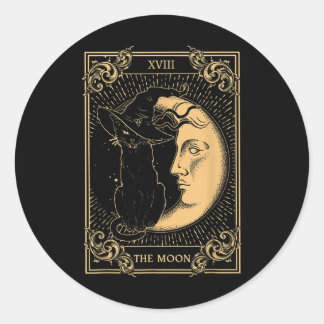 Das Mond-Tarot Xvii Inspirierte Black Cat Hexenhut Runder Aufkleber