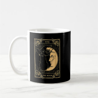 Das Mond-Tarot XVII Inspirierte Schwarze Katze mit Kaffeetasse