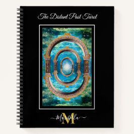 Das Monogramm der abgelaufenen Tarot-Deck-Karte im Notizbuch