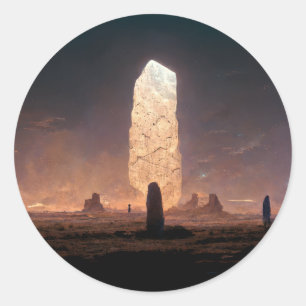 Das Monolith 4 Fantasy Sci-Fi Runder Aufkleber
